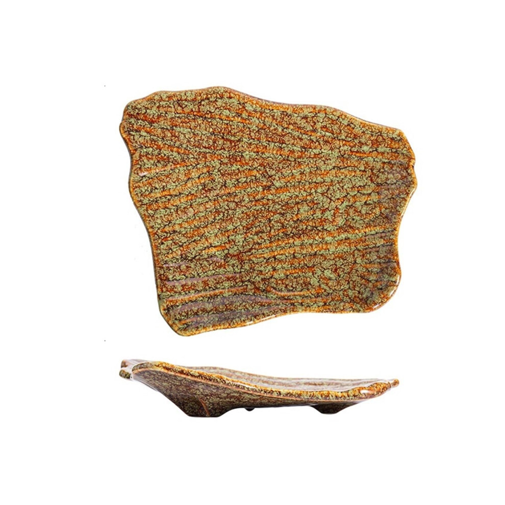 Appetizer Plates Retro Style Ceramic Irregular Shaped Snack Plate for Home Cooking and Restaurant Use 10 Inch