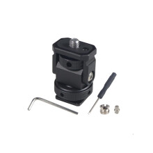 Aluminum 1/4 Inch Screw Monitor Stand Holder Mount Cold Shoe for DSLR Camera Flash Light Bracket Black Compatible with DSLR