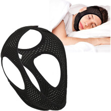 Jaw Strap for Sleeping - Reusable Snoring Aid Chin Strap for Men and Women, Adjustable Black Face Strap for Sleep Support
