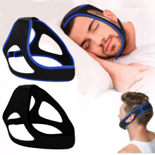 Chin Strap for Sleeping, Adjustable Anti Snoring Chin Strap, 72cm Length, 8.5cm Width, Breathable Design, 2 Pcs Blue and Black for Men and Women