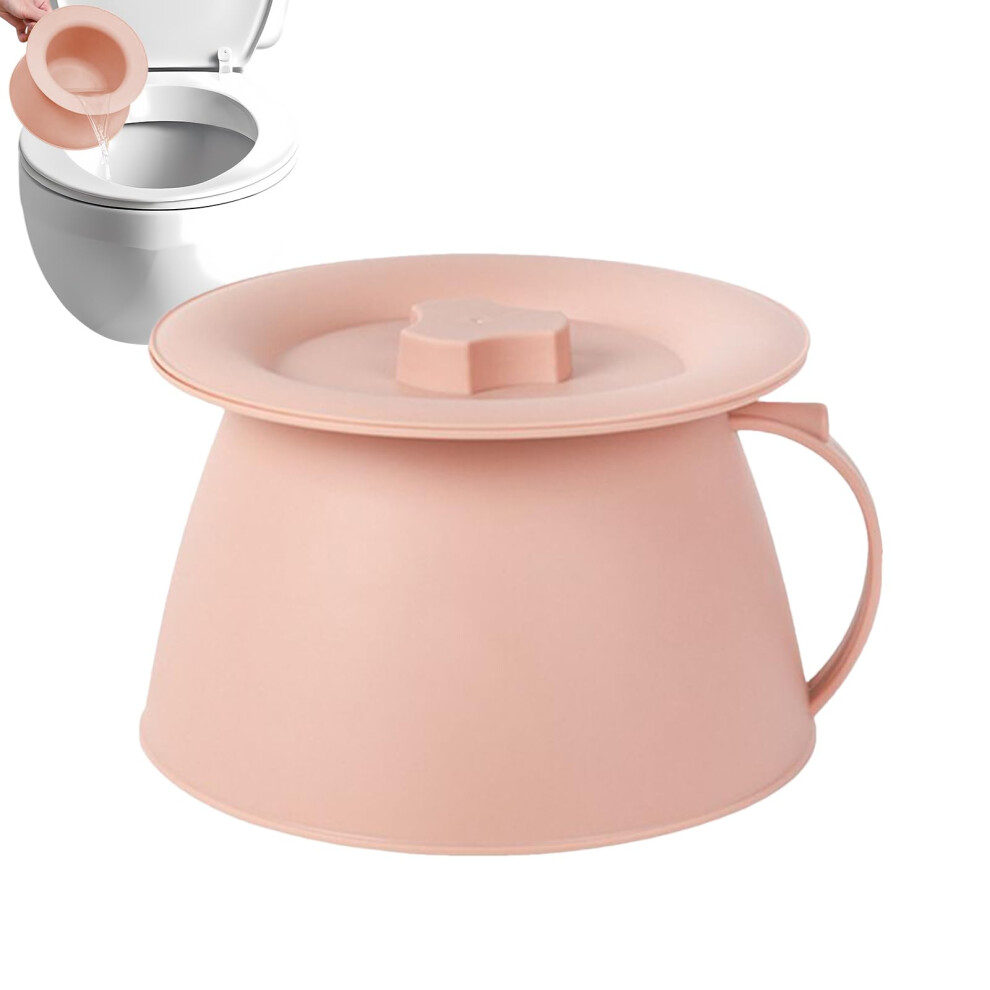 Chamber Pot 1.5L with Lid and Handle for Men and Women | Portable Bedpan Bucket for Teens and Adults in Pink