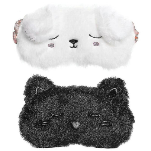 Cute Sleep Mask Soft Plush Eye Mask 2 Pack