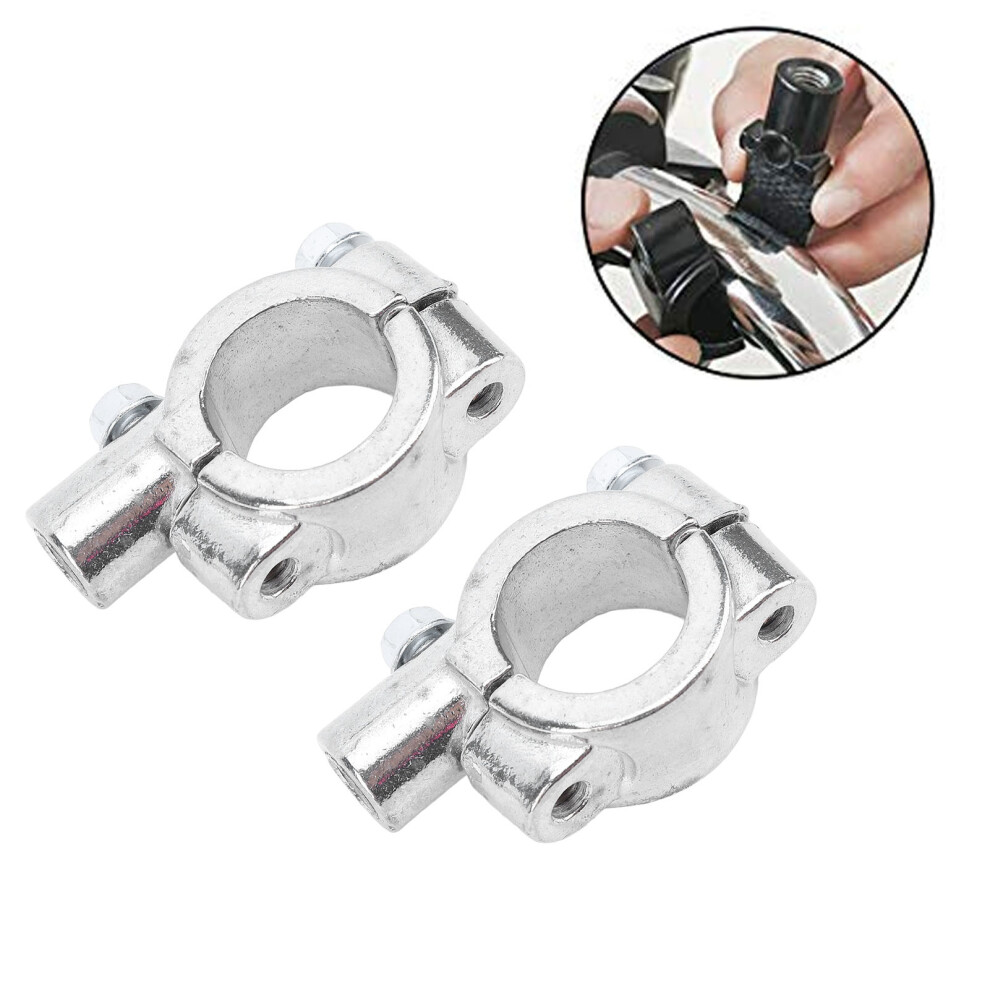 22Mm Thread Handlebar Mirror Mounts 2 Pcs Clamp Adapters For Motorcycles Silver 8321348782840