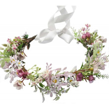 Floral Crown Wreath Flower Wreath Headband Hair Wreath Hair Garland Flower Halo Floral Headpiece Boho with Ribbon Wedding Party