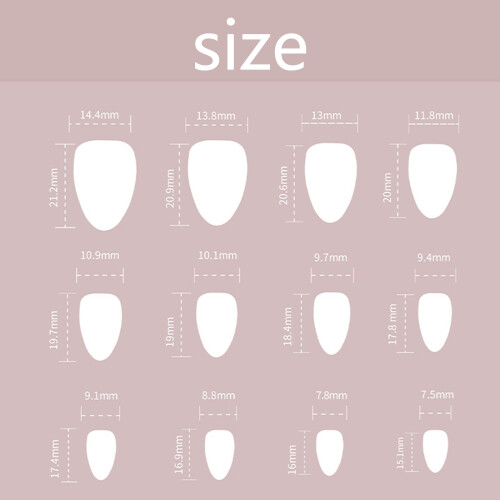 24 Pcs Short Almond False Nail Gradient Artificial Nail French 2