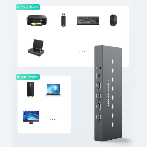 8 in 4 Out Printer Sharing Switcher USB 8Port Manual Kvm 1