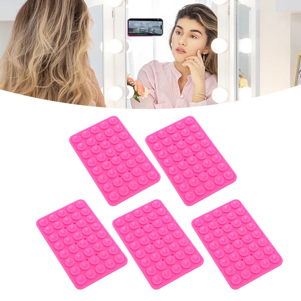 5Pcs Silicone Suction Phone Mounts, Double Sided Hands-Free Holder Pink 4091348788107