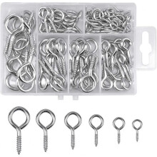 Eye Screw Hooks Eye Bolts-100pcs Plated Steel Screw-in Hooks for Cork Top Bottles, Self-Tapping Hanging Hooks