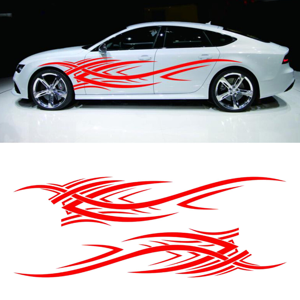 2Pcs Flame Car Decal Waterproof Self-Adhesive Diy Door Sticker Accessories Red 9381348789651