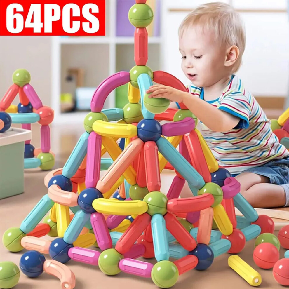 64Pcs Magnetic Tiles Building Blocks for Educational Construction Toys