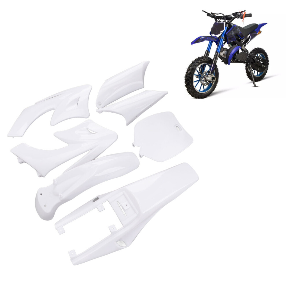 7Pcs Plastic Motorcycle Fairing Body Cover Kit For 47Cc/49Cc Dirt Bike White 4951348789804