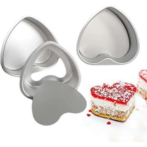 3 Pack Nonstick Mini Heart Shape Pie Pans with Removable Bottom 4-inch Bread Mold