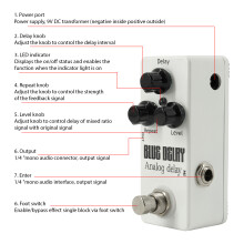 Gitarren Analog Delay Pedal Zinklegierungshülle 9V True Bypass Kompakt