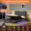 (4ft6 Double, with RGB LED Lighting) Upholstered Bed Frame with Hydraulic and Drawers 6