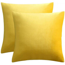 Yellow Decorative Velvet Throw Pillow Covers 20x20 Inches,Pack of 2 Soft Euro Pillow Covers for Sofa Bed Couch