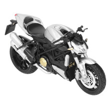 Versatile 1:12 Scale Silver Motorbike Model Toy for Play & Decor