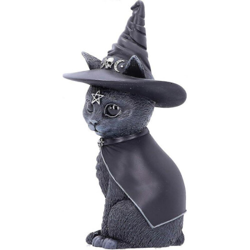 Witches Hat Occult Cat Figurine, Black,10.5*6.2*4.5cm 1