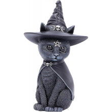 Witches Hat Occult Cat Figurine, Black,10.5*6.2*4.5cm