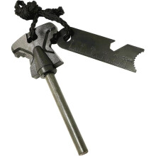 Flint And Steel Fire Starter, Magnesium Torch Lighter, Steel Spatula with Scale Stone Corkscrew