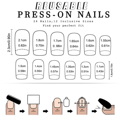 24pcs Leopard Print Square Press On Nail Set Artificial Nail for 2