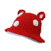 Winter Warm Plush Caps Bear Ear Fisherman Hat Crochet Bucket Hat
