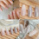24pcs Almond Shape Press On Nail Medium Length Glossy Glitters 7