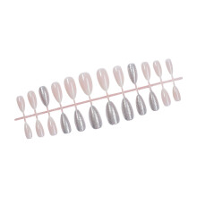 24pcs Almond Shape Press On Nail Medium Length Glossy Glitters