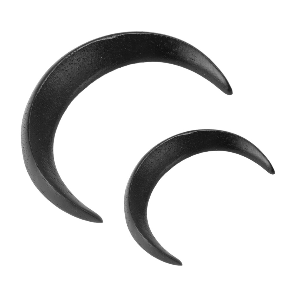 Black 2Pcs Carved Wooden Crescent Moon Hair Forks, Lightweight, 2 Sizes