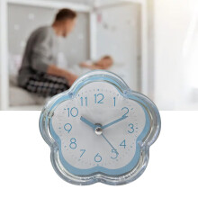 Despertador pequeño azul con forma de flor, ABS, 1 x AA