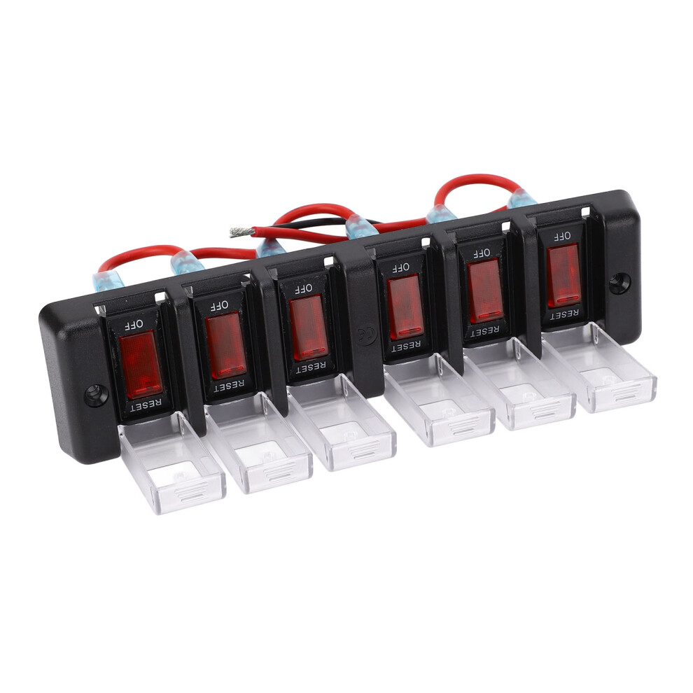 6 Gang Rocker Switch Panel Ip66 Dc12v 16A With Led Indicator Red 7901348801195