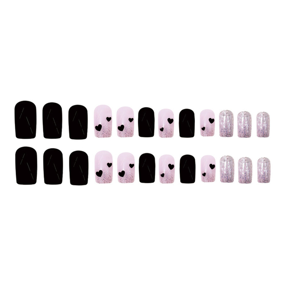 Square Press on Nail Valentine French Tip Fake Nail Glues on
