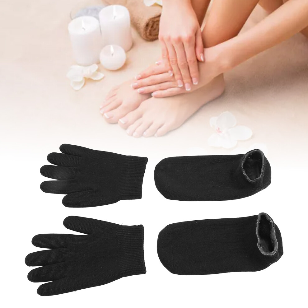 Gel Gloves Socks Set for Dry Hands & Feet, Moisturizing Black