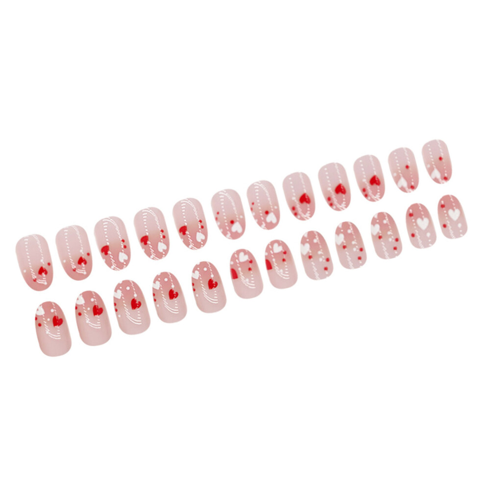 24Pcs Valentine Fake Nail Almond Press on Nail False Nail Tips-image-OPC-PKDZYBQ-NEW