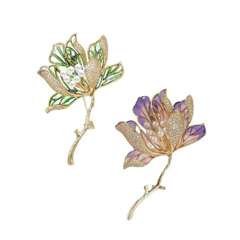 Set Of 2 Fashionable Hibiscus Floral Brooch Pin Adornment For