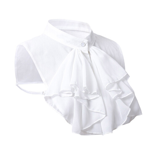 Women Victorian Chiffon Ruffled Front Half Shirt False Collar