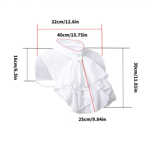 Women Victorian Chiffon Ruffled Front Half Shirt False Collar 2