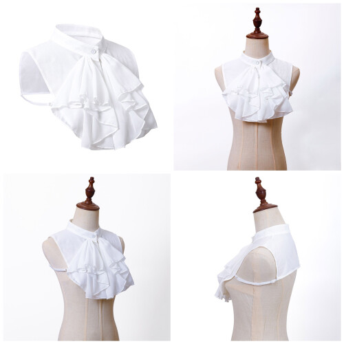 Women Victorian Chiffon Ruffled Front Half Shirt False Collar 1