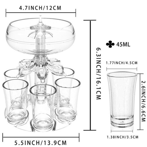 Festdrinksdispenser med 6 shotglas - Akryl berøringsfri 1