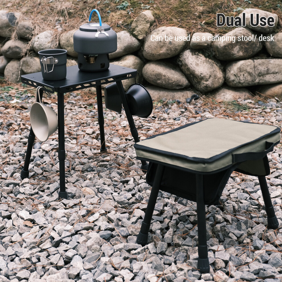 Lightweight Adjustable Folding Camping Stool 30x20x40cm Khaki/Black/Green-image-OPC-PKF2275-NEW