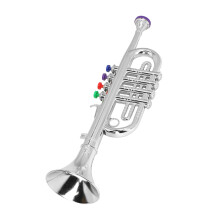 Saxophone jouet à trois tons, plastique, 10x37 cm, argent