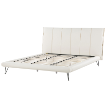 Bed Faux Leather BETIN 180 x 200 cm (EU Super King) Light Beige
