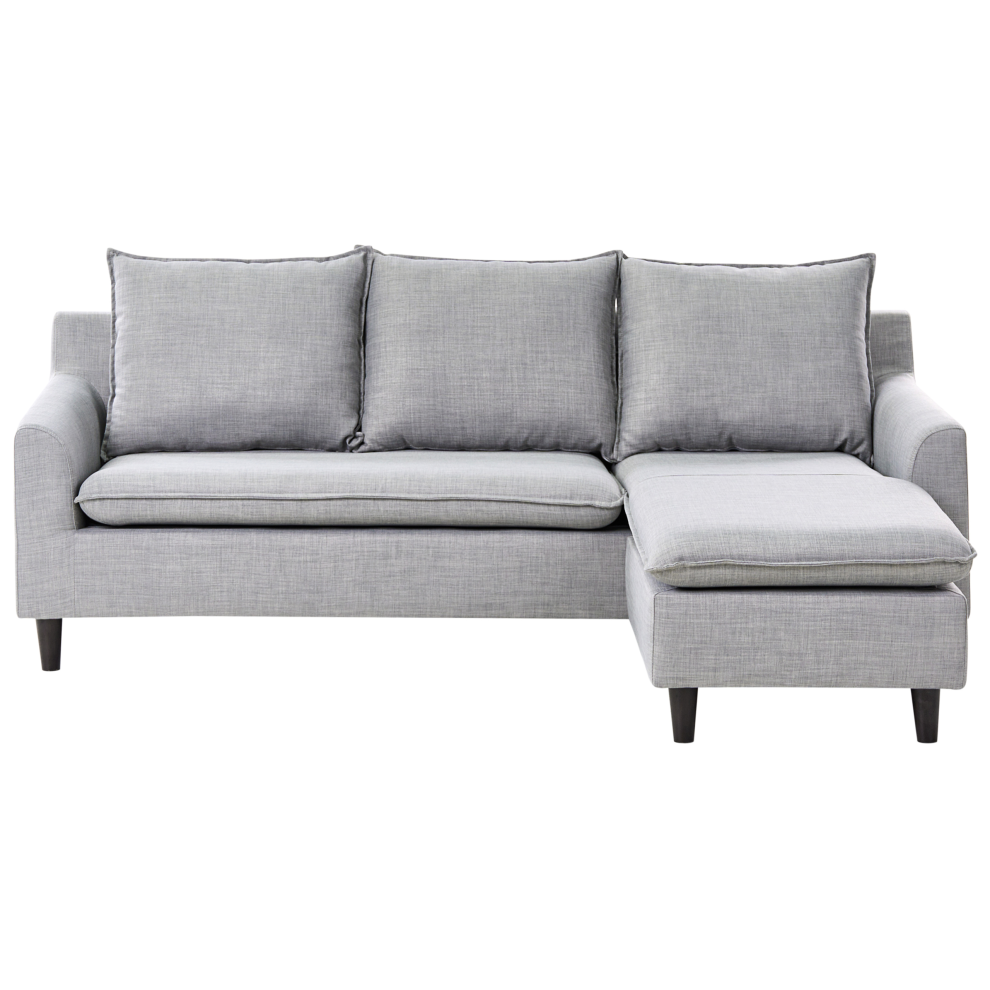 Corner Sofa 3 Seater ELVENES Fabric Light Grey Left Hand