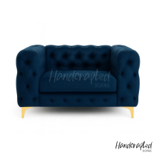 (Blue, Swatch) Monaco Plush Velvet Sofa Chesterfield Style 2 Seater, 3 Seater, 3+2 Set & Footstool Deep Button Tufted Back