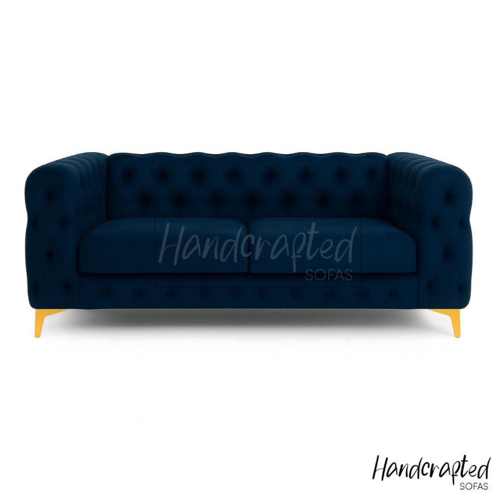 (Cream, Footstool (Square)) Monaco Plush Velvet Sofa Chesterfield Style 2 Seater, 3 Seater, 3+2 Set & Footstool Deep Button Tufted Back-image-OPC-PKF266T-NEW