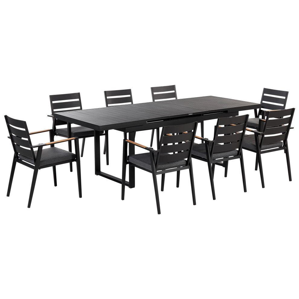 Garden Dining Set 8 Seater VALCANETTO/TAVIANO with Cushions Metal Black