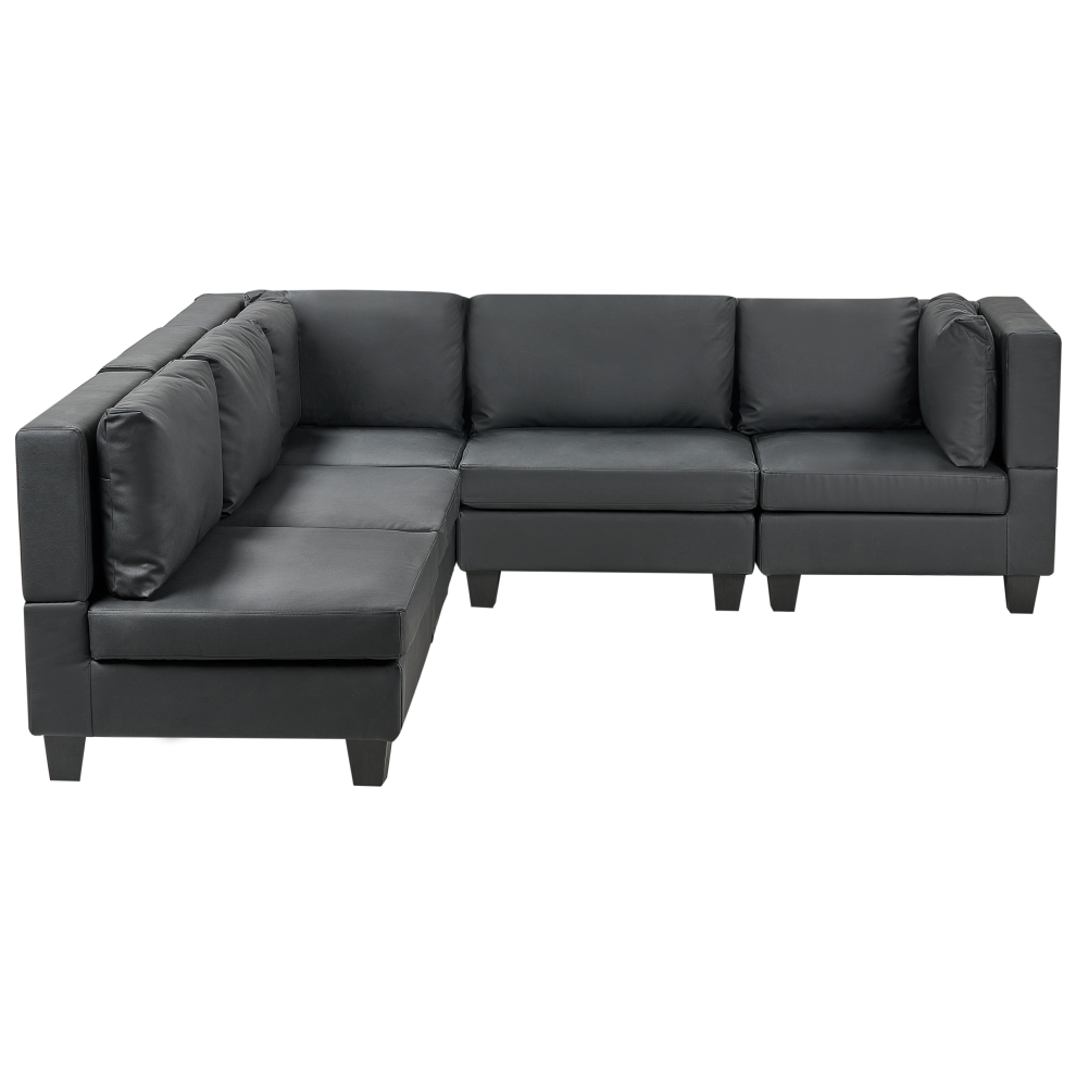 Modular Corner Sofa 5 Seater UNSTAD Faux Leather Black Right Hand