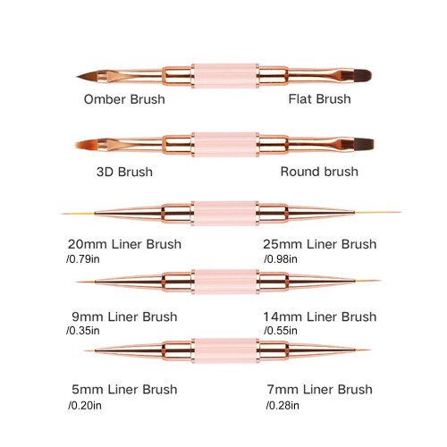 5 Pcs Nails Art Brushes Set with Double-Ended Nails Art Liner 2
