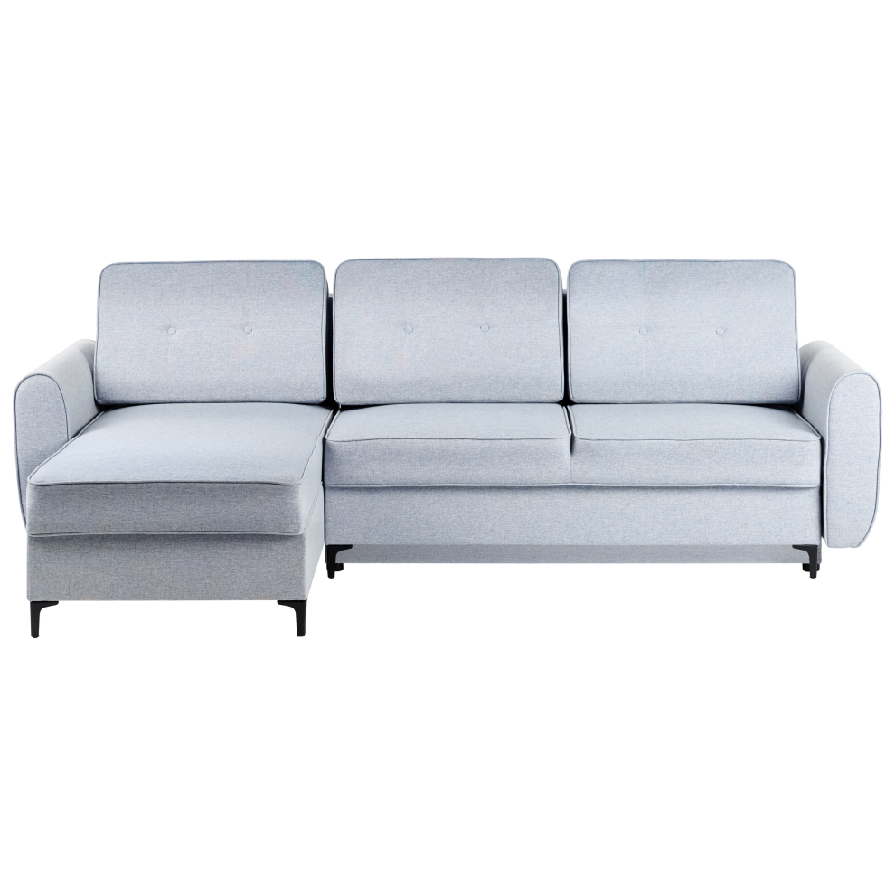 Corner Sofa Bed 3 Seater SIMRIS Fabric Light Blue with Storage Right Hand