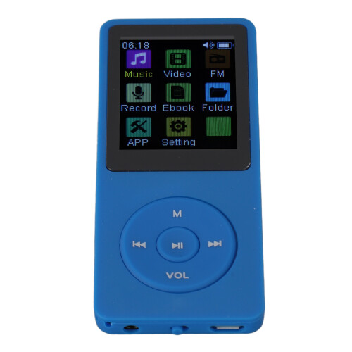 MP3-Player mit Sprachfunktion, Video, Bluetooth 5.0, 1,82" TFT-Bildschirm, Blau