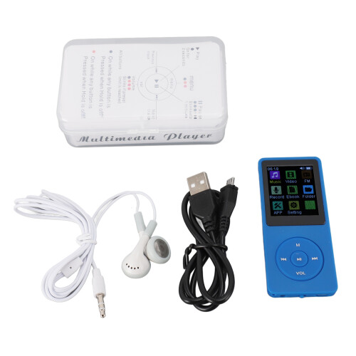 MP3-Player mit Sprachfunktion, Video, Bluetooth 5.0, 1,82" TFT-Bildschirm, Blau 1